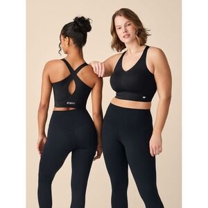 SHEFIT Boss Longline Seamless Bra Black Cross Back Sports Bra Size 1Luxe